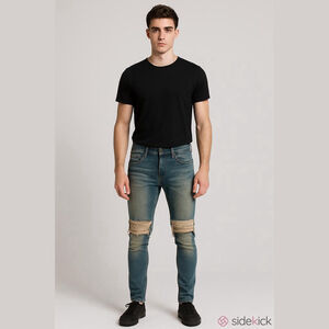 OMG Streetwear Distressed Moto Jeans Men’s 30 Zipper Ankle Stacked Biker
